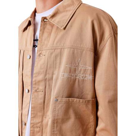 Veste en coton moutarde unie à coupe droite avec un col à revers - Image 5