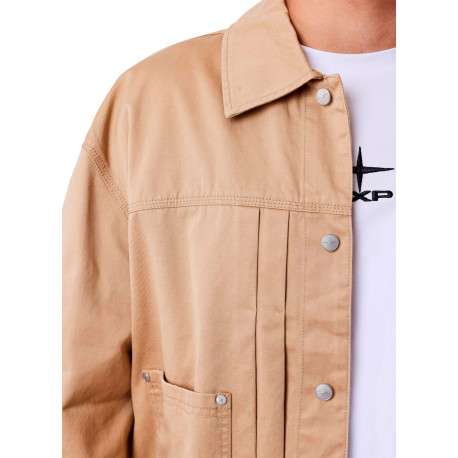 Veste en coton moutarde unie à coupe droite avec un col à revers - Image 6