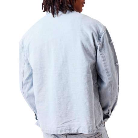 Blouson en Jean en coton stone uni avec une coupe droite et un col à revers - Image 4