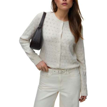 Gilet écru uni avec une coupe droite et des manches longues - Image 4