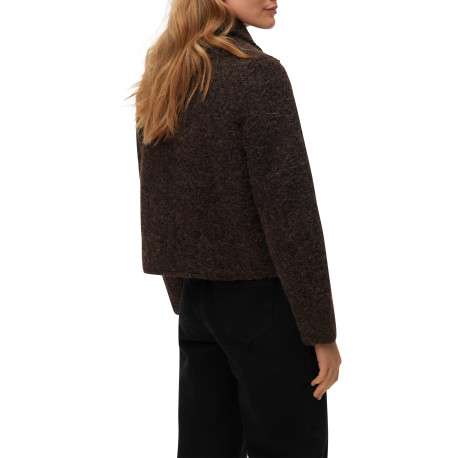 Blouson chocolat uni dotée d'une coupe droite et de manches longues - Image 3