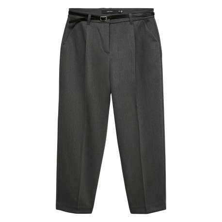 Pantalon chino anthracite uni avec une coupe droite et muni d'une ceinture