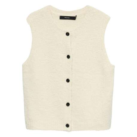 Gilet écru uni classique sans manche avec une coupe droite