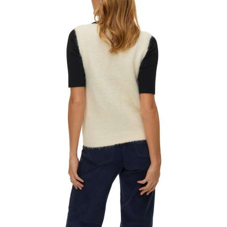 Gilet écru uni classique sans manche avec une coupe droite - Image 3
