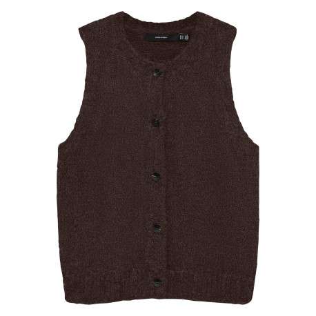 Gilet chocolat uni classique sans manche avec une coupe droite