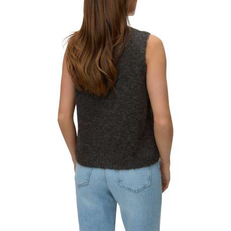 Gilet chocolat uni classique sans manche avec une coupe droite - Image 3