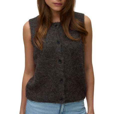 Gilet chocolat uni classique sans manche avec une coupe droite - Image 4