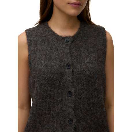 Gilet chocolat uni classique sans manche avec une coupe droite - Image 5