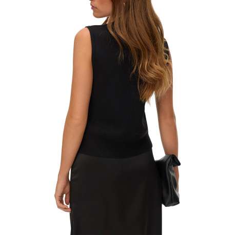 Gilet noir uni classique doté d'une coupe droite et d'un col en V - Image 3