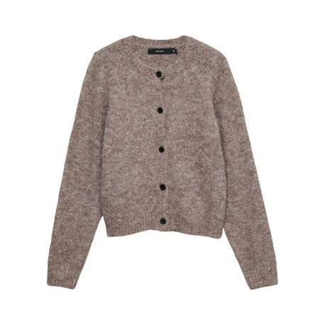 Gilet brun uni casual avec une coupe droite et des manches longues