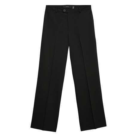 Pantalon noir uni avec une coupe flare muni d'un zip et d'un bouton
