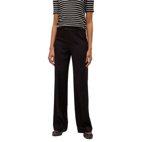 Pantalon noir uni avec une coupe flare muni d'un zip et d'un bouton - Image 3