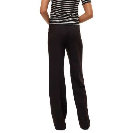 Pantalon noir uni avec une coupe flare muni d'un zip et d'un bouton - Image 4