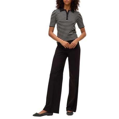 Pantalon noir uni avec une coupe flare muni d'un zip et d'un bouton - Image 5