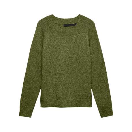 Pull kaki uni pourvu d'une coupe droite et de manches longues