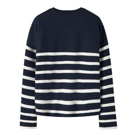 Pull marine à rayures avec une coupe droite et des manches longues - Image 2
