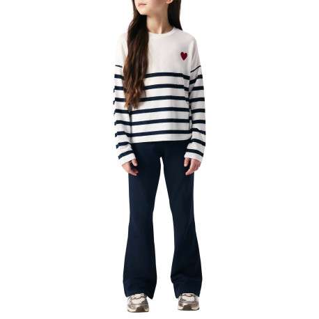 Pull blanc à rayures avec une coupe droite et des manches longues - Image 4