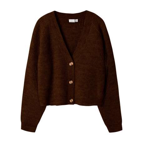Gilet marron uni avec une coupe droite et des manches longues