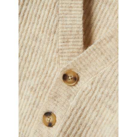 Gilet beige uni avec une coupe droite et des manches longues - Image 3