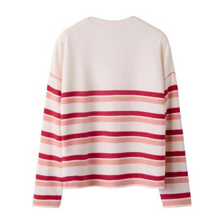 Pull pêche à rayures avec une coupe droite et des manches longues - Image 2