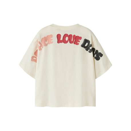 T-shirt en coton écru à imprimé avec une coupe droite et un col rond - Image 2