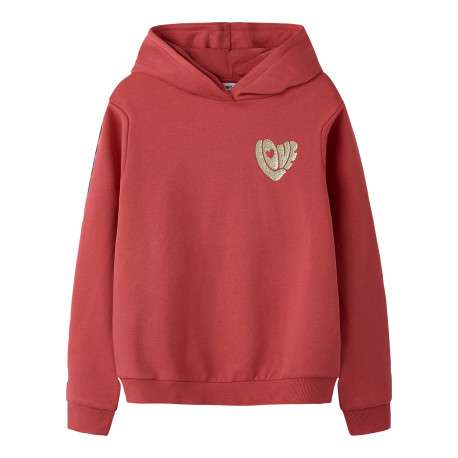 Sweat rouge à imprimé avec une coupe droite et un col à capuche