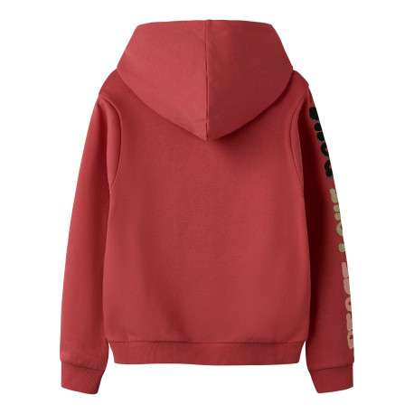 Sweat rouge à imprimé avec une coupe droite et un col à capuche - Image 2