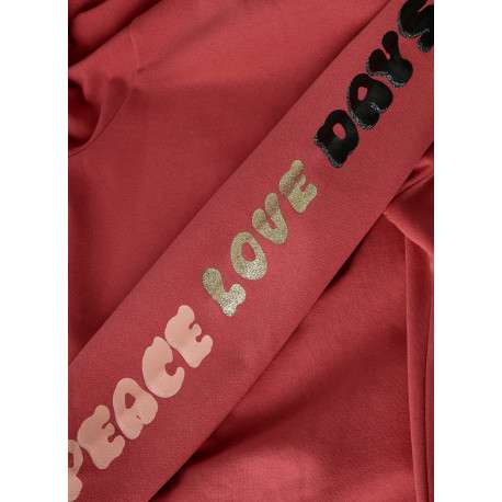 Sweat rouge à imprimé avec une coupe droite et un col à capuche - Image 3
