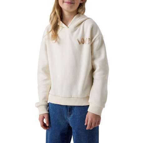 Sweat écru à imprimé avec une coupe droite et un col à capuche