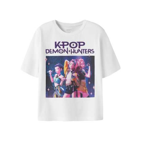 T-shirt en coton blanc à imprimé avec une coupe droite et un col rond