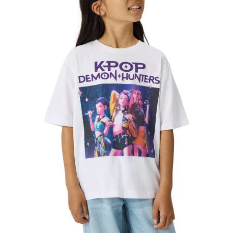 T-shirt en coton blanc à imprimé avec une coupe droite et un col rond - Image 3