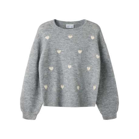 Pull gris clair à motifs avec une coupe droite et des manches longues