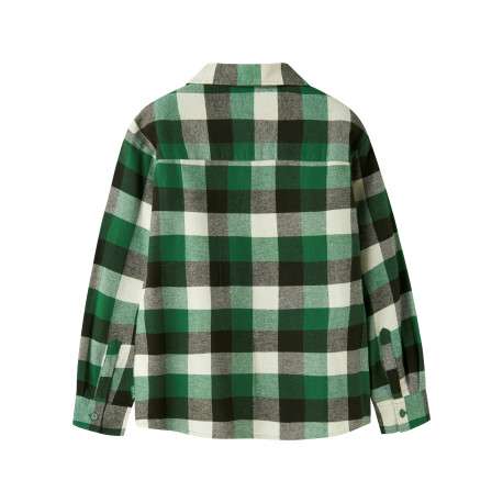 Chemise en coton biologique verte à carreaux avec une coupe droite - Image 2