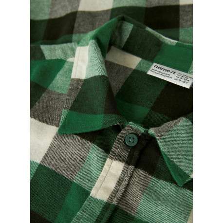Chemise en coton biologique verte à carreaux avec une coupe droite - Image 3