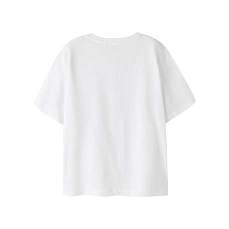 T-shirt en coton blanc à imprimé avec une coupe droite et un col rond - Image 2