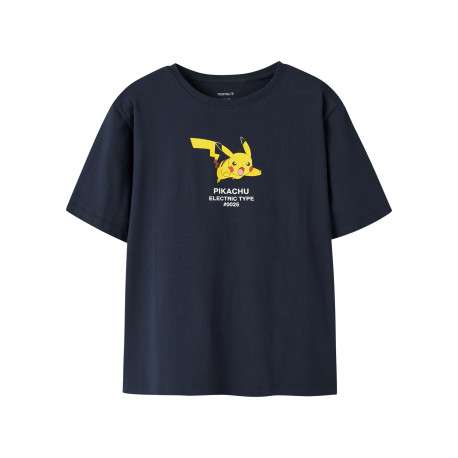 T-shirt en coton biologique marine à imprimé avec une coupe droite