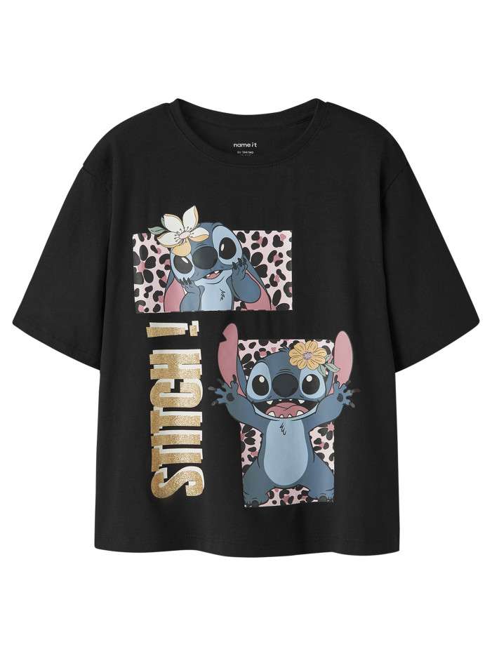 T-shirt en coton noir à...