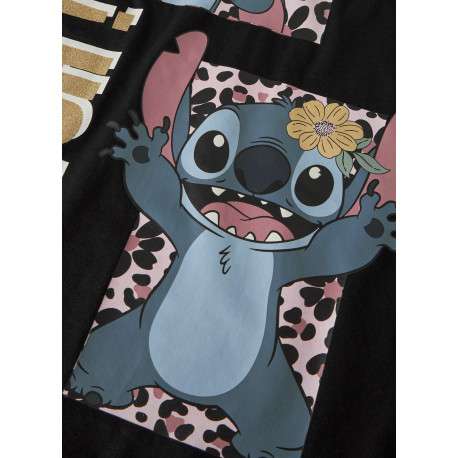 T-shirt en coton noir à imprimé avec une coupe droite et un col rond - Image 3