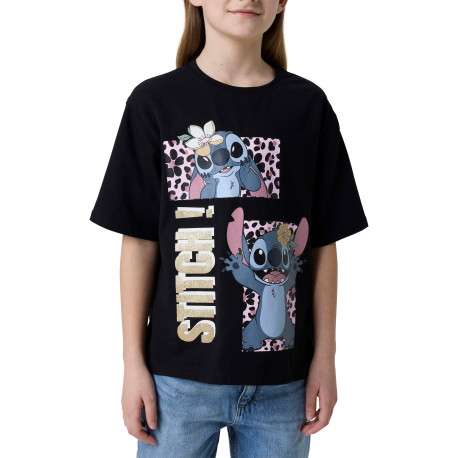 T-shirt en coton noir à imprimé avec une coupe droite et un col rond - Image 4