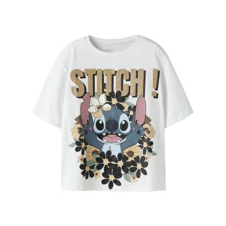 T-shirt en coton blanc à imprimé avec une coupe droite et un col rond