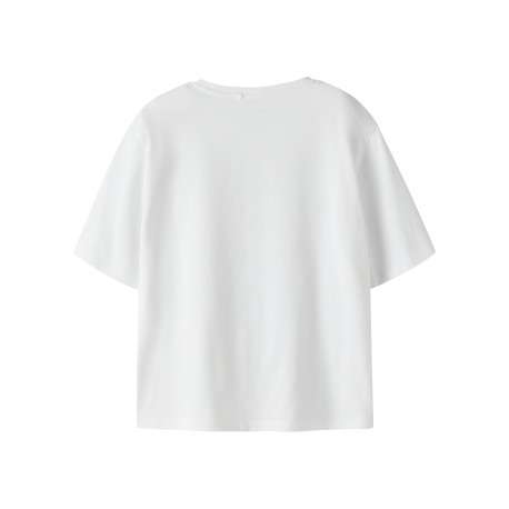 T-shirt en coton blanc à imprimé avec une coupe droite et un col rond - Image 2