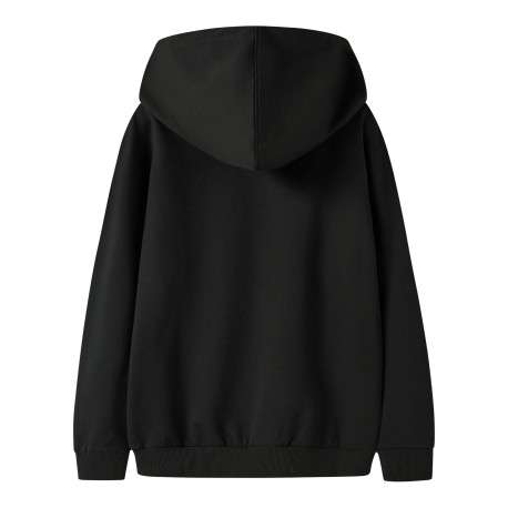 Sweat noir à imprimé avec une coupe droite et un col à capuche - Image 2