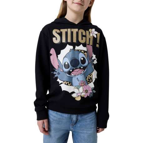 Sweat noir à imprimé avec une coupe droite et un col à capuche - Image 4