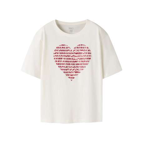 T-shirt en coton biologique blanc à imprimé avec une coupe droite