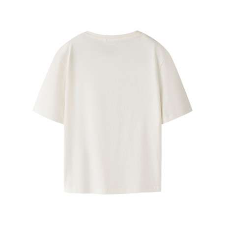 T-shirt en coton biologique blanc à imprimé avec une coupe droite - Image 2