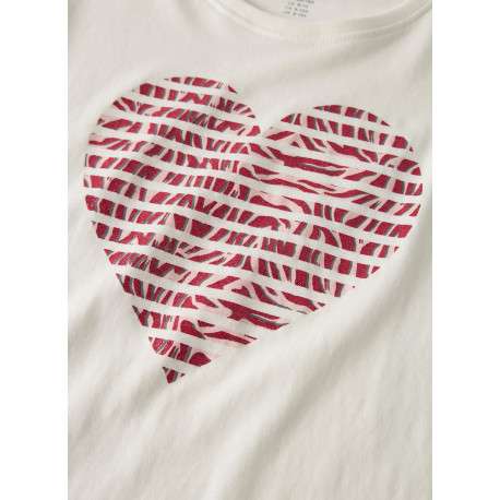 T-shirt en coton biologique blanc à imprimé avec une coupe droite - Image 3