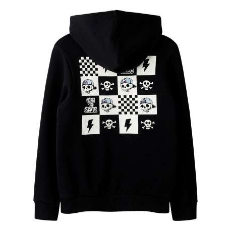 Sweat en coton biologique noir à imprimé avec une coupe droite et une capuche - Image 2