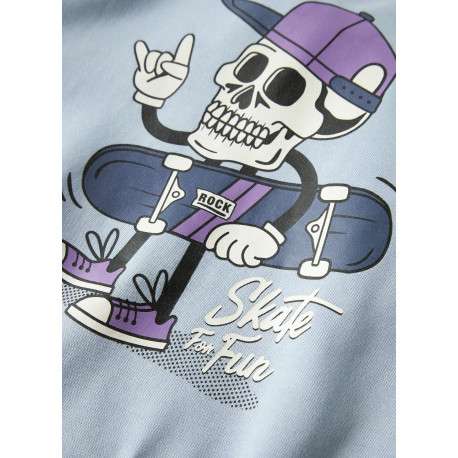Sweat en coton biologique bleu à imprimé avec une coupe droite et une capuche - Image 2