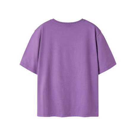 T-shirt en coton biologique violet à imprimé avec une coupe droite - Image 2