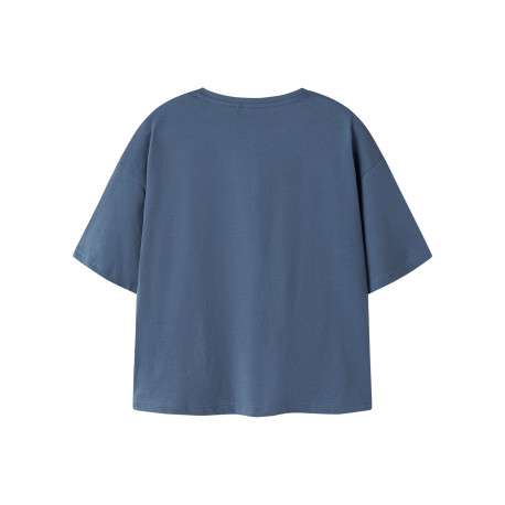 T-shirt en coton biologique indigo à imprimé avec une coupe droite - Image 2